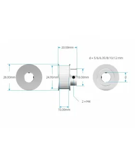 Polea Correa Gt2 40 Dientes Eje 6mm Ancho 10mm