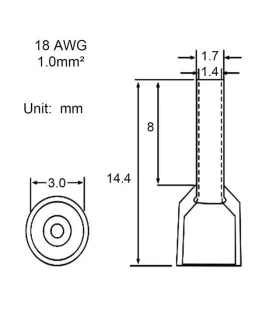 Conector Terminal Eléctrico 18 AWG x 100 unidades