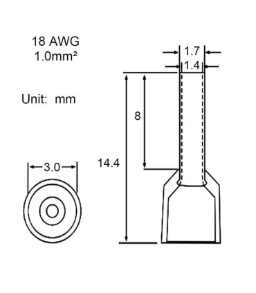 Conector Terminal Eléctrico 18 AWG x 100 unidades