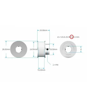 Polea Correa Gt2 40 Dientes Eje 10mm Ancho 10mm