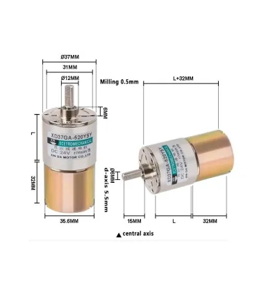 Motorreductor XD37G Motor Con Caja Reductora 12v 10 RPM