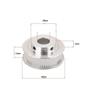 Polea Correa Gt2 60 Dientes Eje 14mm Aluminio Ancho 10mm