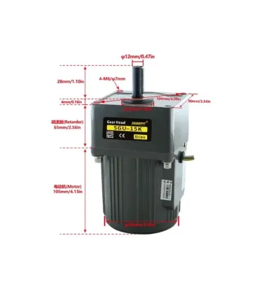 Motorreductor Ac 40w Con Variador De Velocidad 470RPM