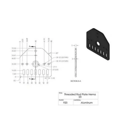 Soporte Plano Motor Nema 23 Nema 17 Para Varilla Roscada