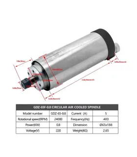 Kit Spindle Husillo 1.5kw Refrigerado Aire 24.000rpm CNC