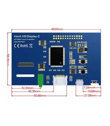 Pantalla Tactil Tft 4'' Raspberry Pi 3 - 4 Touch Hdmi