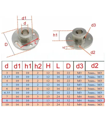 Acople Motor Con Brida D Externo 32mm Interno 8mm