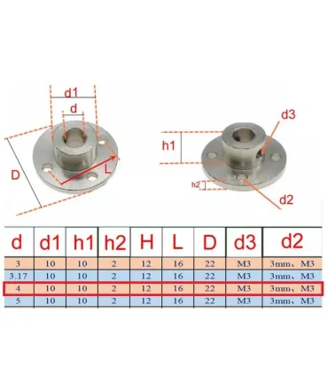 Acople Motor Con Brida D Externo 22mm Interno 4mm