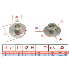 Acople Motor Con Brida D Externo 32mm Interno 12mm