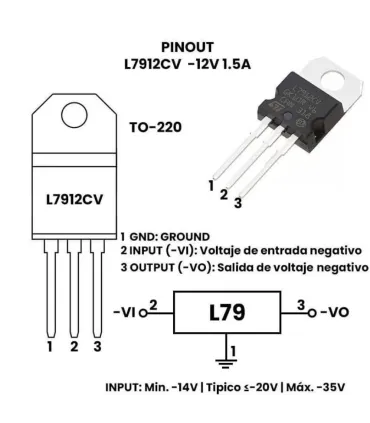 Regulador de Voltaje Positivo L7812CV – TO-220