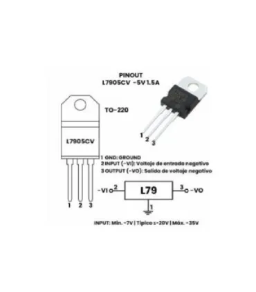 Regulador de Voltaje Negativo 5V L7905 – TO-220