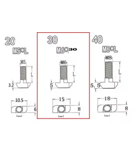 Tornillo Cabeza De Martillo M6 X 30mm