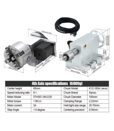 Cuarto Eje Para Máquina CNC Con Nema 23