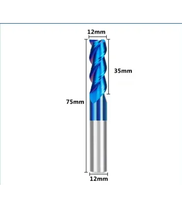 Fresa Para Corte Aluminio Carburo Tungsteno 3 Filos 12mm