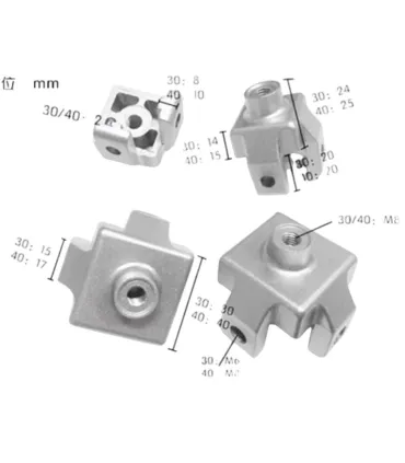 Conector Extremo Con Rosca Perfil 4040 Para Pata Rueda M8