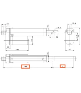 Actuador Lineal Personalizado 12V 100mm 90mm/s 100N (10KG)