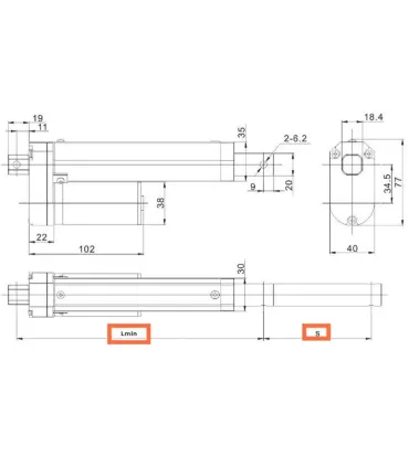 Actuador Lineal Personalizado 12V 100mm 90mm/s 100N (10KG)