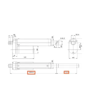 Actuador Lineal 12V 100mm 8mm/s 2000N (200KG)