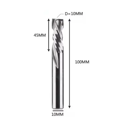Fresa de Compresión Espiral 2 Flautas Para Madera 10mm