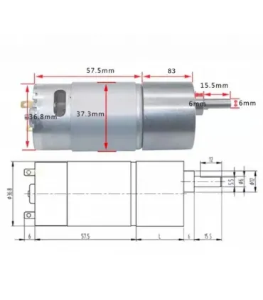 Motorreductor JGB37-550 12Vdc 100RPM Alto Torque