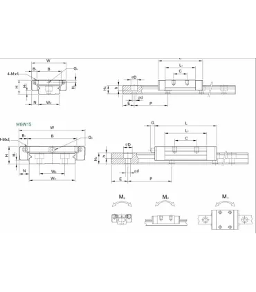 Rodamiento Lineal MGW15C Para Riel MGWR15