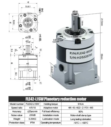 Caja Reductora Motor Nema 17 FLE42 10:1