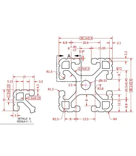 Perfil De Aluminio Estructural 3838 Cnc - 150mm