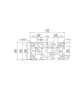 Perfil De Aluminio Estructural 3876 - 4080 T-slot x 2000mm