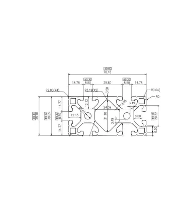 Perfil De Aluminio Estructural 3876 - 4080 T-slot x 300mm