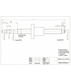 Tornillo De Bola Recirculante 16mm SFU1610 x 600mm Maquinado