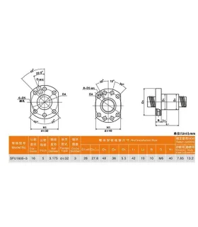 Tornillo Bola Recirculante SFU1605 x 1700mm Maquinado