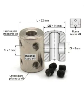 Acople Rigido Coupling En Acero 6mmx8mm