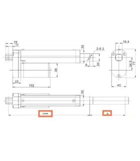 Actuador Lineal 12v 150mm 14mm/s 1000N (100kg)