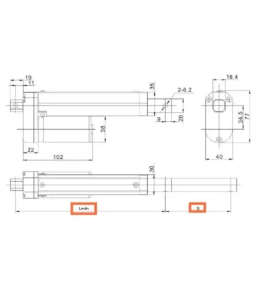 Actuador Lineal 12v 150mm 14mm/s 1000N (100kg)