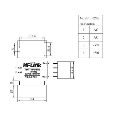 Fuente De Alimentacion HLK-PM12 12v 250mA