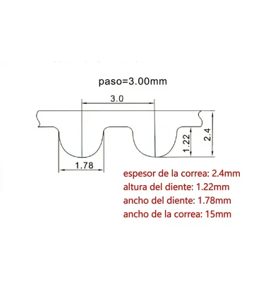 Correa De Distribucción GT3 15mm Para CNC x 1metro