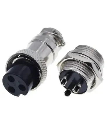 Conector Aviación  Socket Plug Gx16 3 Pines - Merkatronix