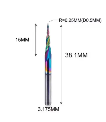 Fresa Cónica Para Acabado Punta De Bola R0.25 - Merkatronix