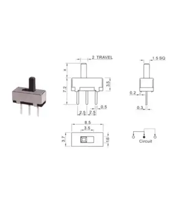 Mini Interruptor Deslizable 3 Pines PCB Arduino | [Merkatronix]