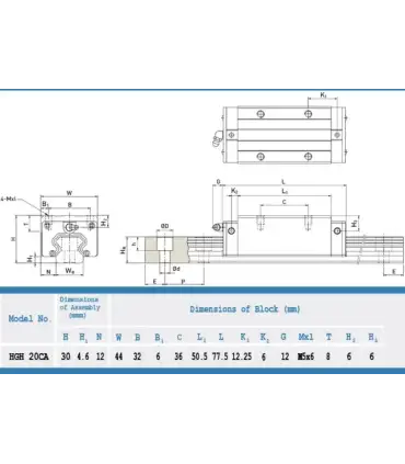 Rodamiento Lineal Hgh20ca - Cnc - Tipo Hiwin - Merkatronix