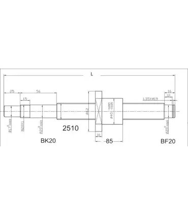 Tornillo Bola Recirculante SFU2510 x 2000mm para CNC