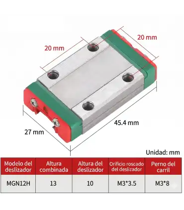 Guía Lineal MGN12 x 700mm + Rodamiento MGN12H | Merkatronix