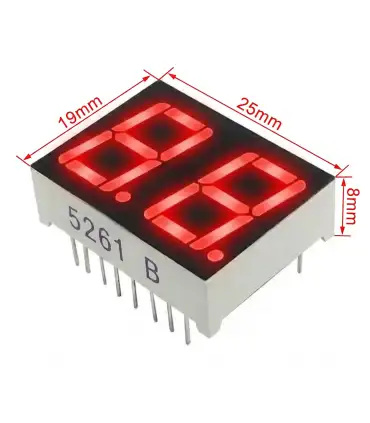 Display 7 Segmentos Rojo - 2 Bits Cátodo/Ánodo Común