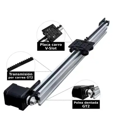 Kit Actuador Lineal Perfil 2040 Eje CNC Correa GT2 Nema 17 | Merkatronix