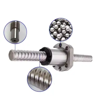 Tornillo de bola recirculante SFU2510 x 500mm maquinado + tuerca