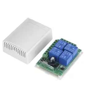 Módulo Receptor Rf 433mhz 4 Canales Con Relé 12v + Caja - Sin Control