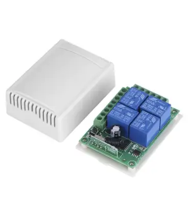 Módulo Receptor Rf 433mhz 4 Canales Con Relé 12v + Caja - Sin Control
