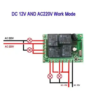 Módulo Receptor Rf 433mhz 4 Canales Con Relé 12v + Caja - Sin Control