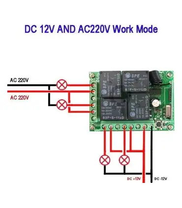 Módulo Receptor Rf 433mhz 4 Canales Con Relé 12v + Caja - Sin Control