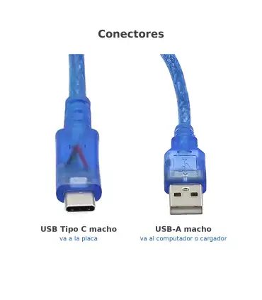 Cable USB A A Tipo C 30cm Para Arduino Nano - ESP32